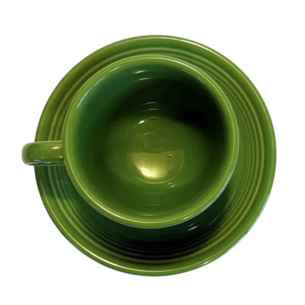 Vtg Fiestaware Fiesta HLC USA Shamrock Green Tea/Coffee Cup & Saucer Set